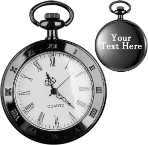 Pocket Watch Best Gifts(Silver) Tiong Personalized Pocket Watches,Engraved Your Want Text/Name Quartz Pocket Watch Men's Custom Quartz Uncovered christian Customized 