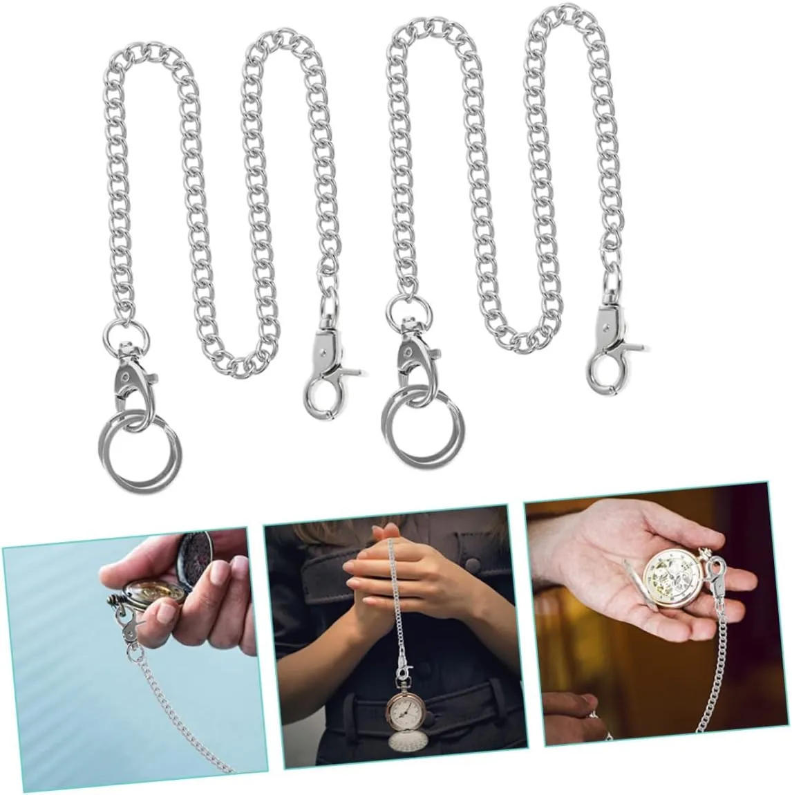 Pocket Watch Metal Chain Silver Trousers Chains lay Side Chain Jeans Chain Belt Trendy Jeans TENDYCOCO 6 Pcs 