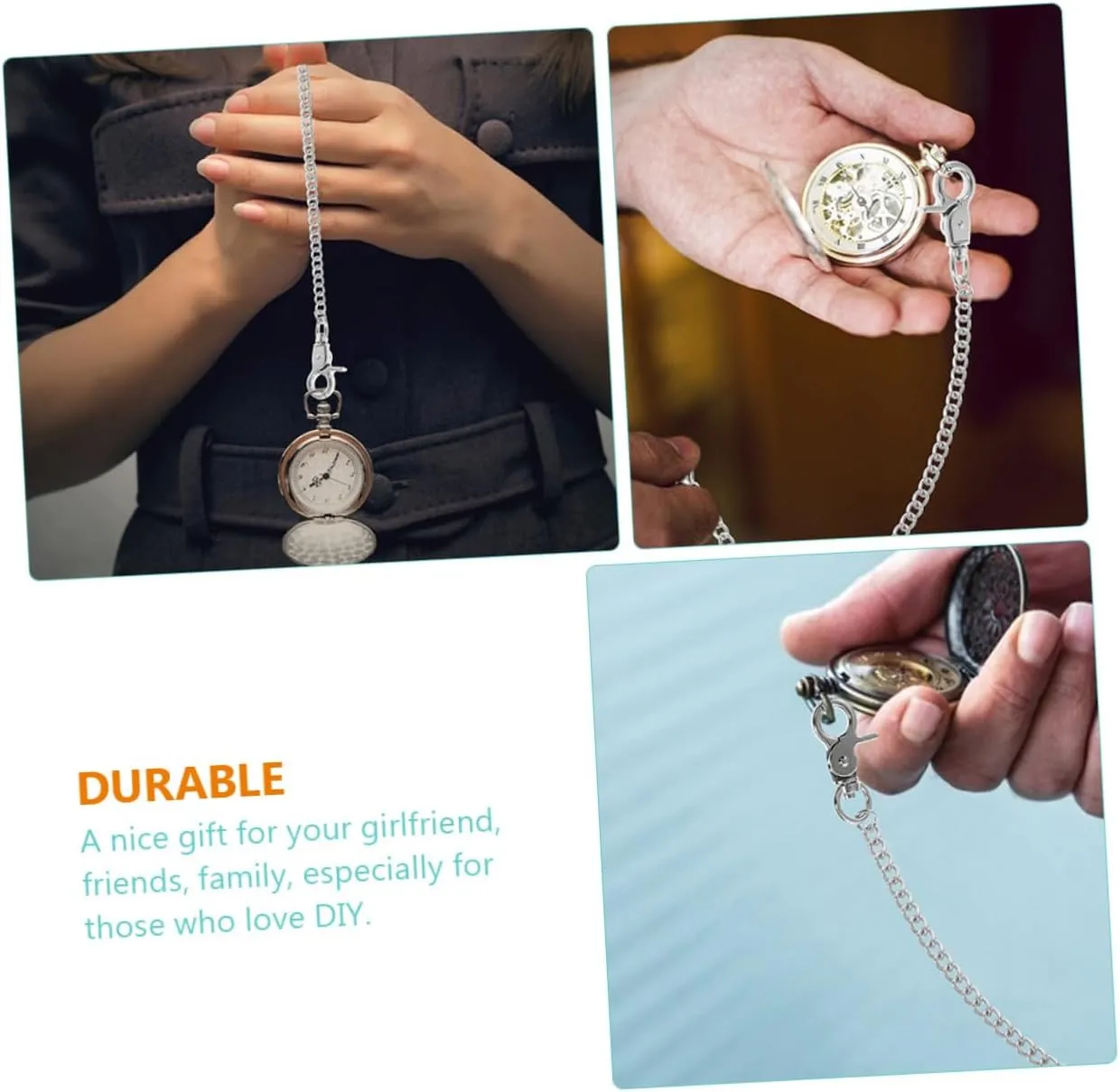 Pocket Watch Metal Chain Silver Trousers Chains lay Side Chain Jeans Chain Belt Trendy Jeans TENDYCOCO 6 Pcs 