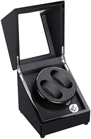 poll contemporary Paint Watch Winder for 2 Watches,Mute Motor and Speed Regulation Mechanical Watch Shaker Automatic Black 