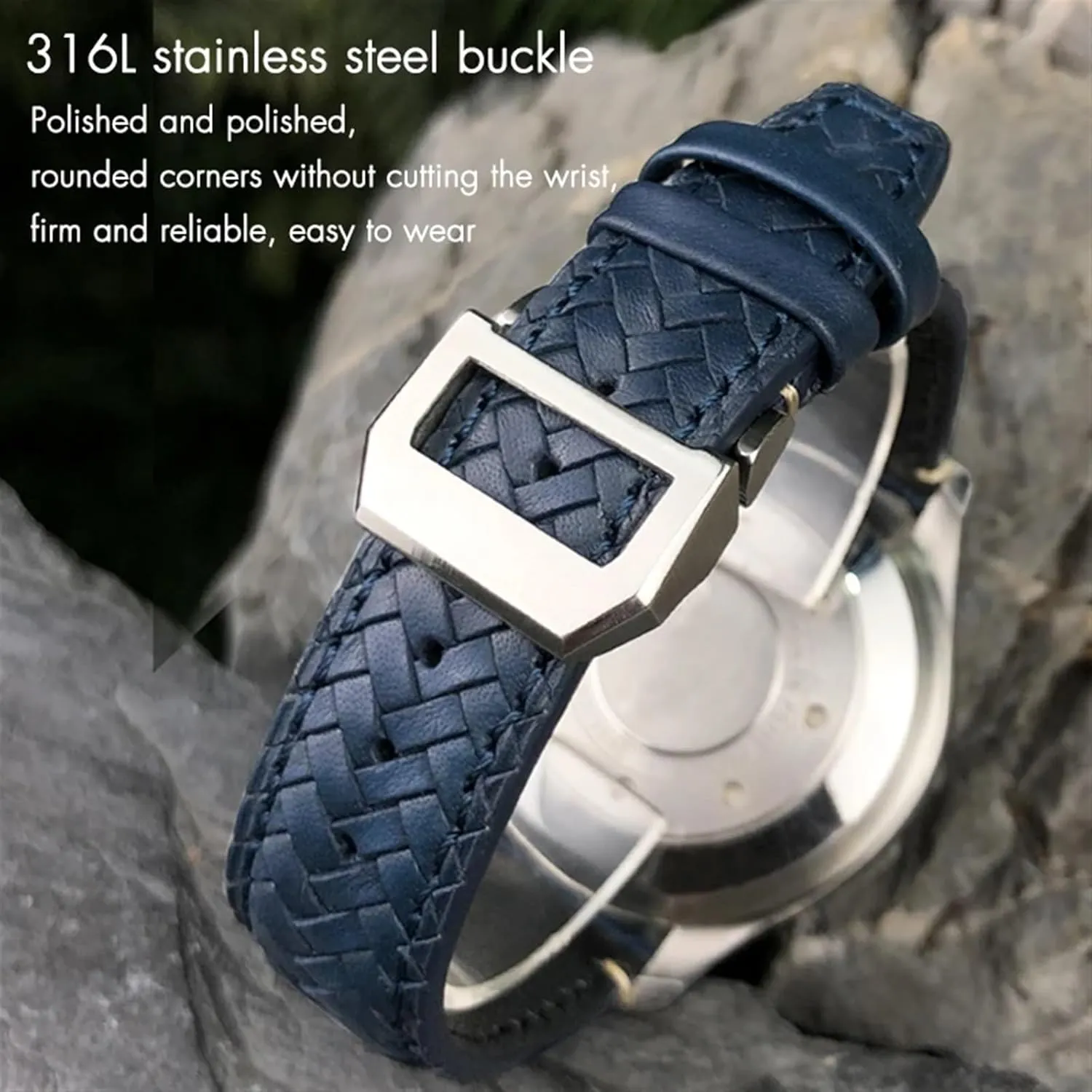 Portofino expressive simple recover IW5007 Blue Soft Leather Watch Strap 22mm 20mm 21mm Cowhide Woven Watchband Fit for IWC Portugieser Pilot's Watches 