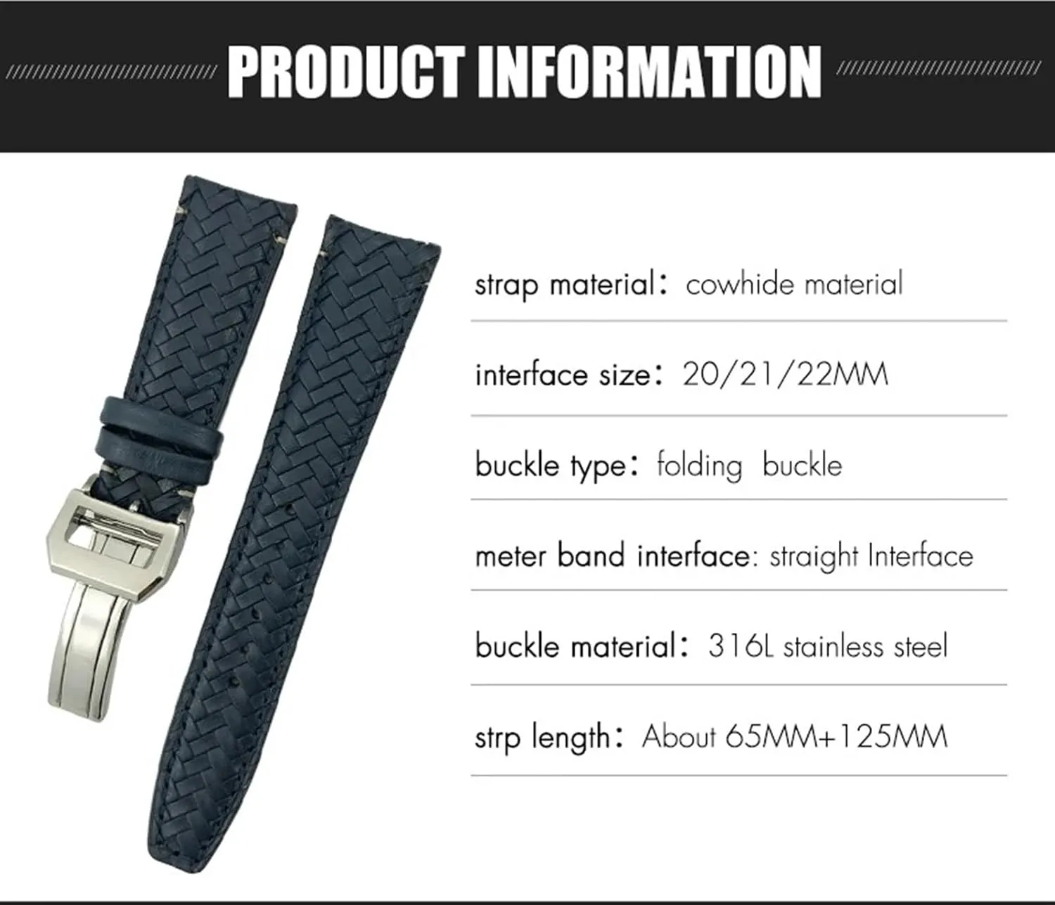 Portofino expressive simple recover IW5007 Blue Soft Leather Watch Strap 22mm 20mm 21mm Cowhide Woven Watchband Fit for IWC Portugieser Pilot's Watches 