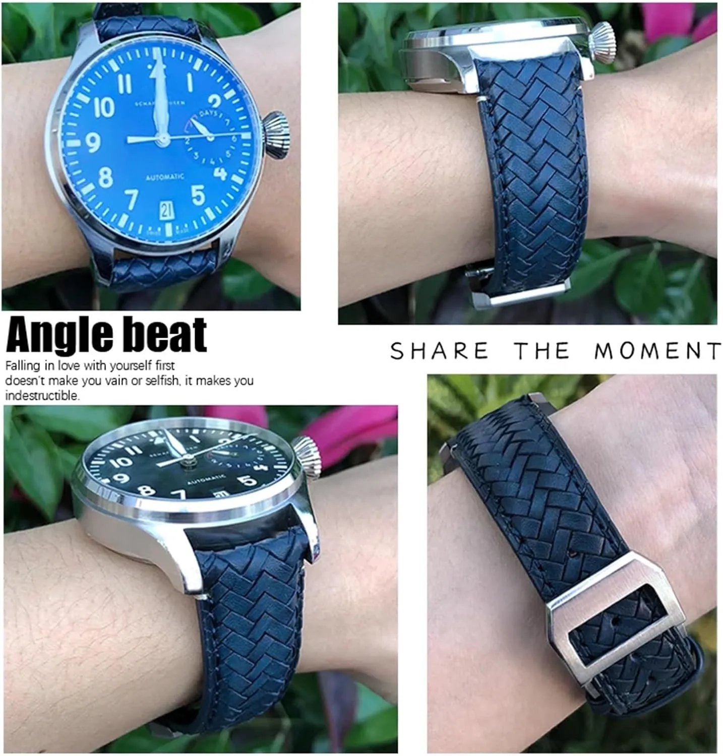 Portofino expressive simple recover IW5007 Blue Soft Leather Watch Strap 22mm 20mm 21mm Cowhide Woven Watchband Fit for IWC Portugieser Pilot's Watches 