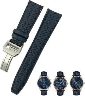 Portofino expressive simple recover IW5007 Blue Soft Leather Watch Strap 22mm 20mm 21mm Cowhide Woven Watchband Fit for IWC Portugieser Pilot's Watches 