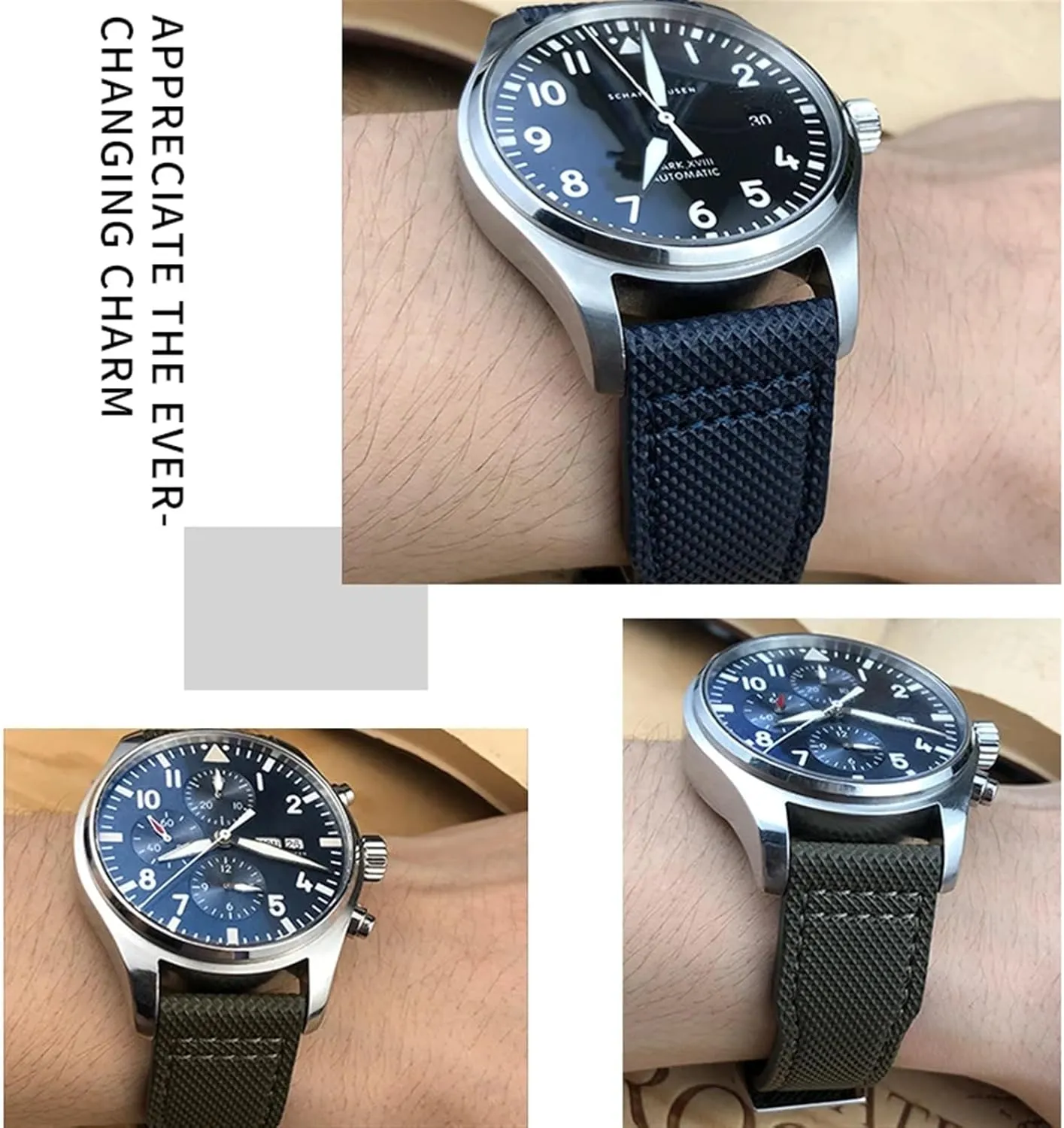 PORTOFINO PILOT'S WATCHES IW3777 enlargement orientation blink sacrifice lush electronically Nylon Green Blue Black Cowhide Strap SERDAS 20mm 21m Genuine Leather Watchband for IWC 