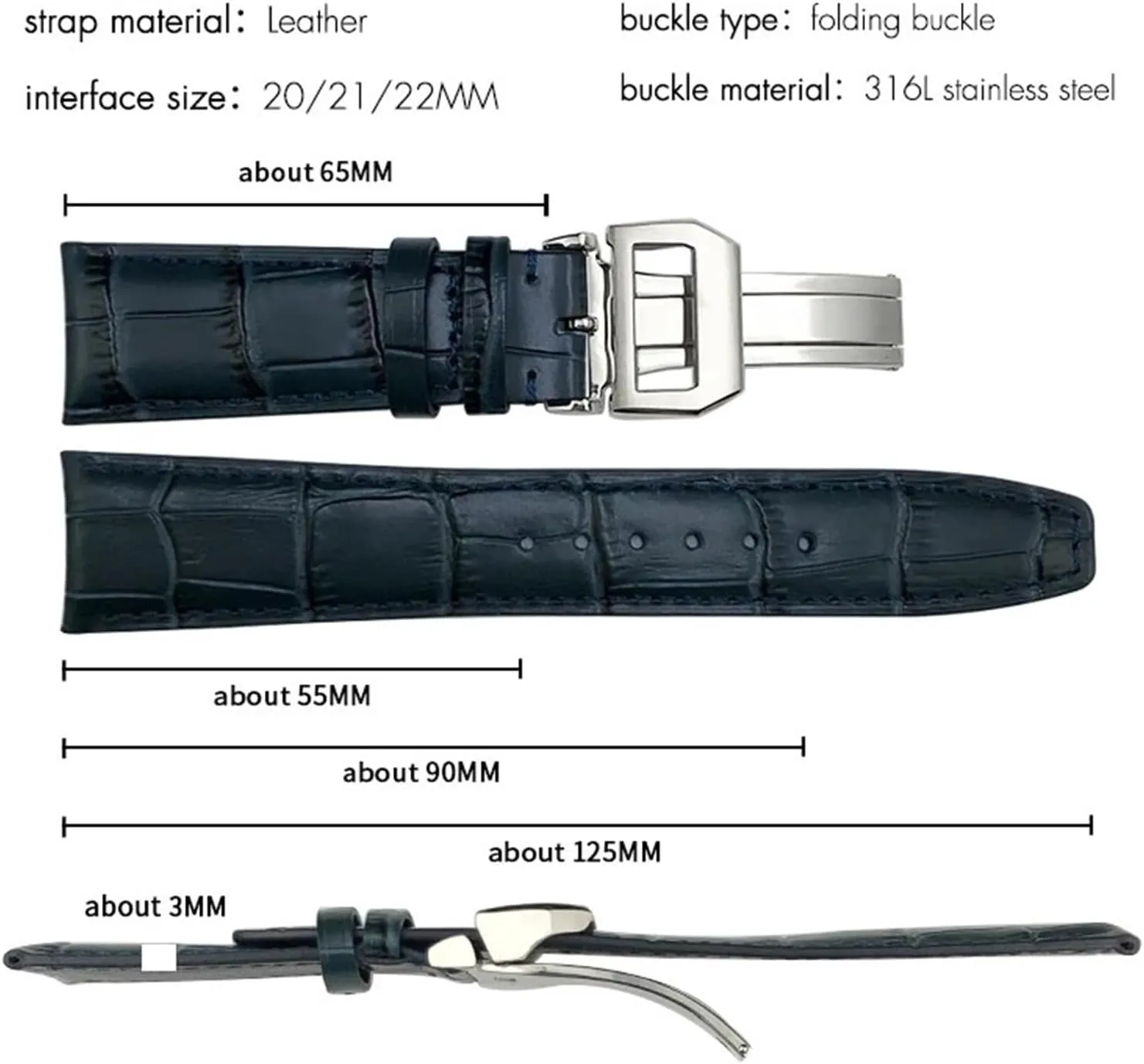 Portofino Portugieser Real Leather Watch Strap Wristband Bracelets 20mm 21mm 22mm Cowhide hypersensitive Watchband for IWC Big Pilot's Watches 