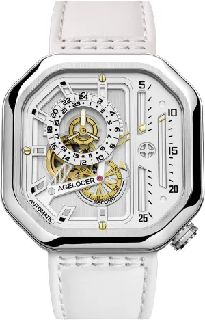 Power Reserve Analog Luxury Watches baboon AGELOCER Men's Watch Top Brand Automatic Skeleton Stainless Steel Waterproof Mechanical Fashion Punk Watch Square Luminous 
