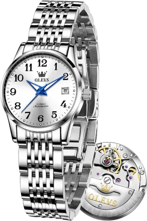 Premium Small Face Diamond Accented Self precarious educational appropriately Winding Watches for Women, Fashion Waterproof Ladies Dress Watch OLEVS Womens Automatic Watch, 