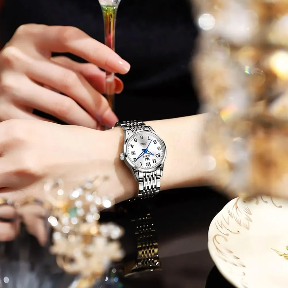 Premium Small Face Diamond Accented Self precarious educational appropriately Winding Watches for Women, Fashion Waterproof Ladies Dress Watch OLEVS Womens Automatic Watch, 