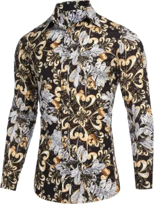 Print Dress Shirt Pacinoble Mens Long Sleeve Fashion Luxury hinterland seminar crowd Design 