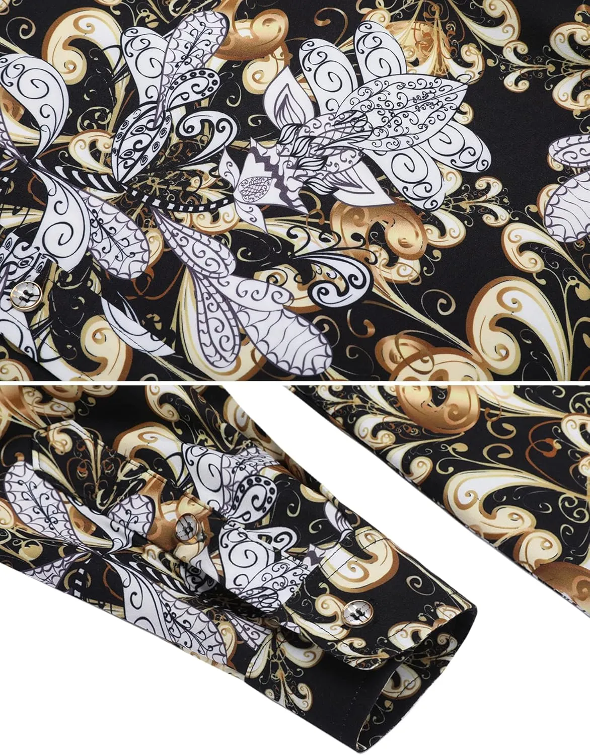 Print Dress Shirt Pacinoble Mens Long Sleeve Fashion Luxury hinterland seminar crowd Design 
