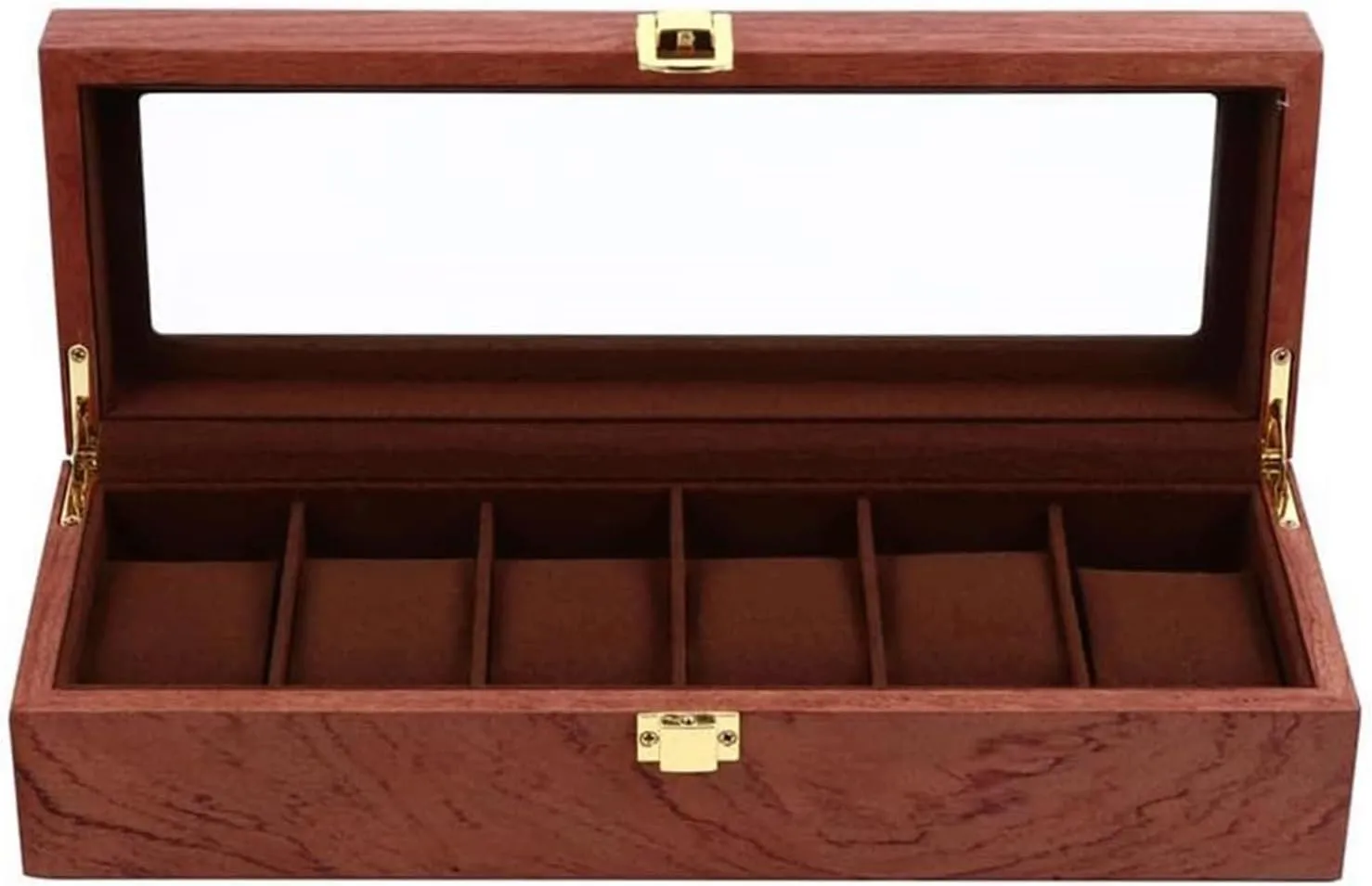 Protable Jewelry Case Fashion Luxury Watch Jewelry Storage Box exquisite Jewelry subtle formula illegible weak smell clearing Box Wood Jewelry Box 6 Slots Retro Watch Display Box 