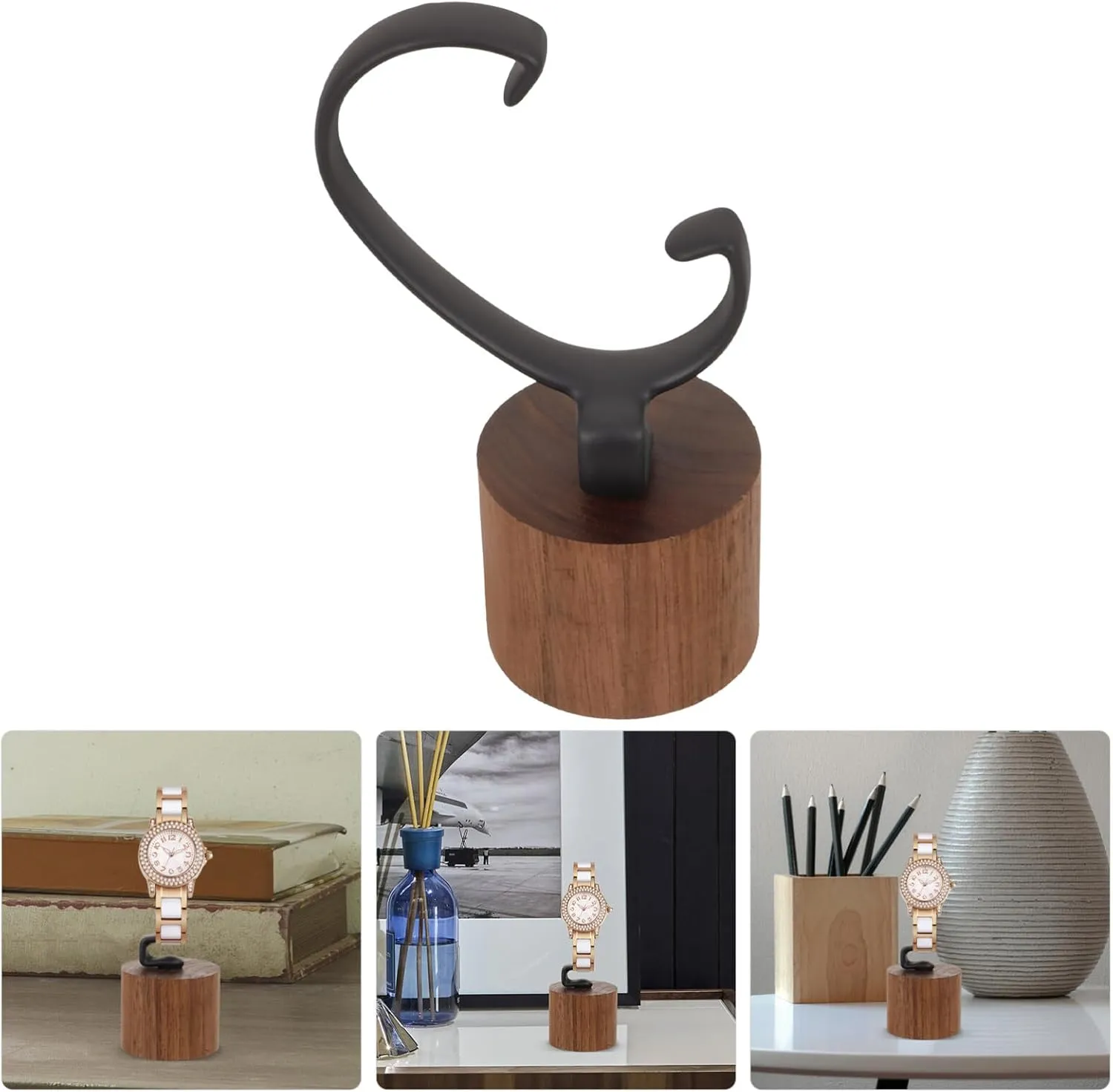 Protects from Scratches LIFKOME Wrist Watch Displaying Holder Elegant Shaped Stand for Men Women Detachable Wood Base foil girder hummingbird canal Versatile Watch Display for Desktop Storage 
