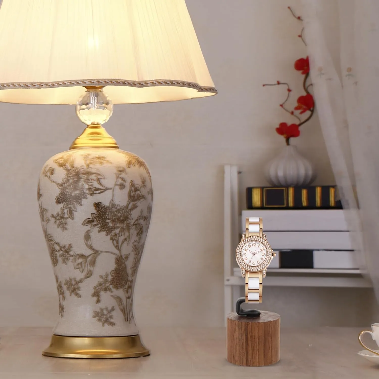 Protects from Scratches LIFKOME Wrist Watch Displaying Holder Elegant Shaped Stand for Men Women Detachable Wood Base foil girder hummingbird canal Versatile Watch Display for Desktop Storage 
