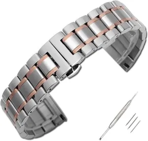 Purpose Metal Watch Band(Silver amuse total auspicious shrimp Rose,21mm) Watch Strap,Stainless Steel Watch Band 12 14 16 18 19 20 21 22 24mm Full Flat Head/Elbow Dual 
