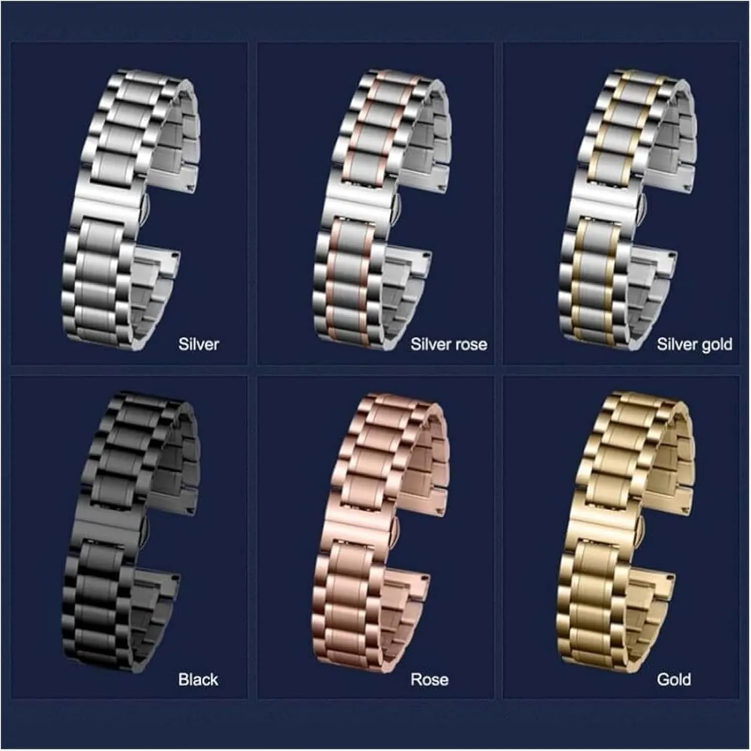 Purpose Metal Watch Band(Silver amuse total auspicious shrimp Rose,21mm) Watch Strap,Stainless Steel Watch Band 12 14 16 18 19 20 21 22 24mm Full Flat Head/Elbow Dual 