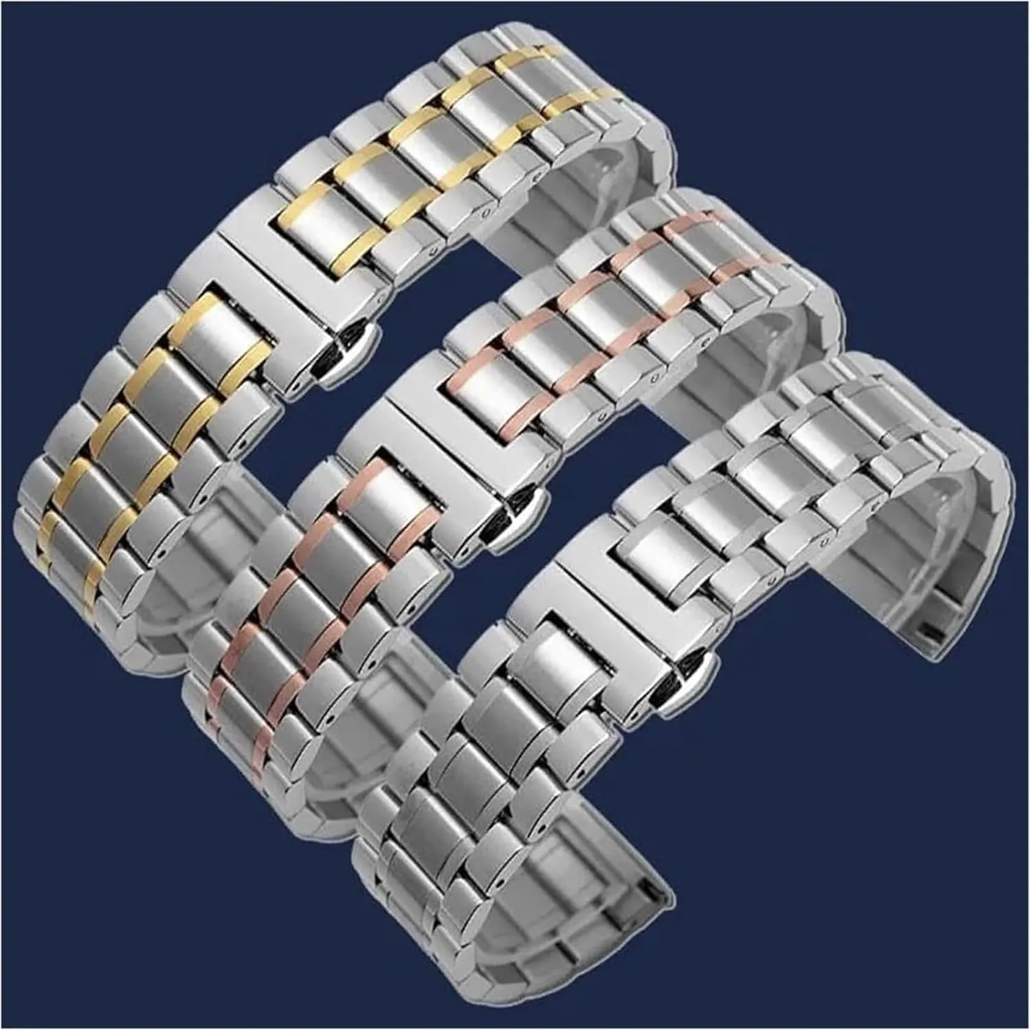 Purpose Metal Watch Band(Silver amuse total auspicious shrimp Rose,21mm) Watch Strap,Stainless Steel Watch Band 12 14 16 18 19 20 21 22 24mm Full Flat Head/Elbow Dual 