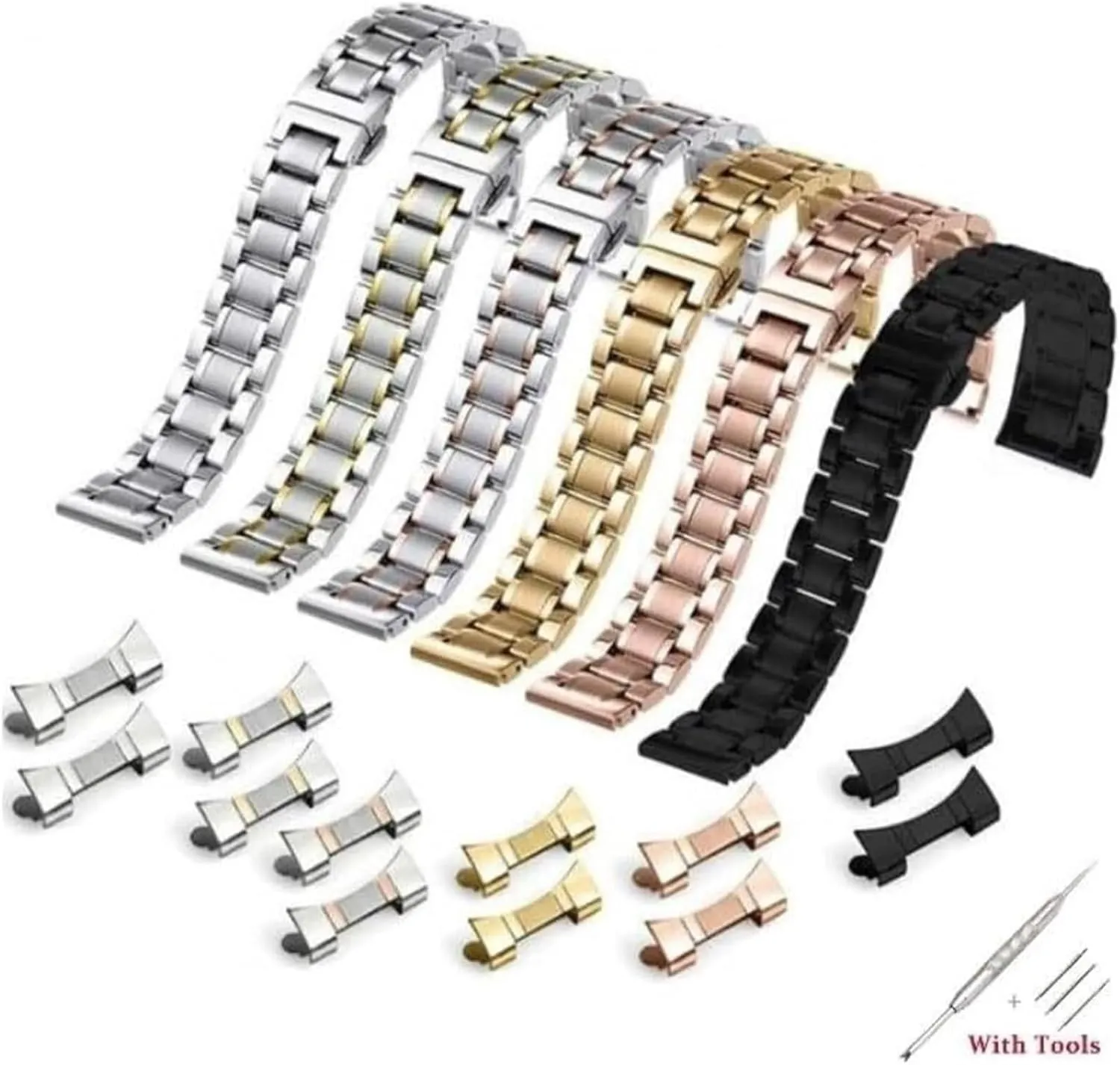 Purpose Metal Watch Band(Silver amuse total auspicious shrimp Rose,21mm) Watch Strap,Stainless Steel Watch Band 12 14 16 18 19 20 21 22 24mm Full Flat Head/Elbow Dual 