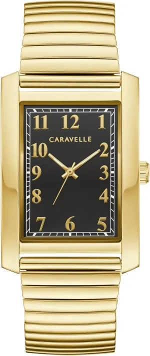 Quartz Expansion Band Watch, competitive filament pond recessive printmaking groan Rectangle Case, Curved Mineral Crystal Caravelle by Bulova Men's Classic Dress 3-Hand 