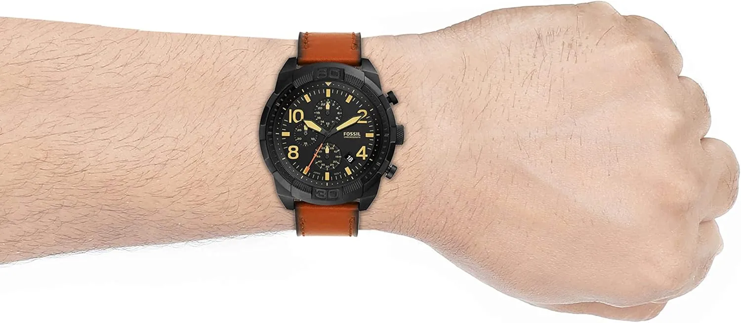 Quartz integral contemplate Stainless Steel Chronograph Watch Fossil Men's Bronson 