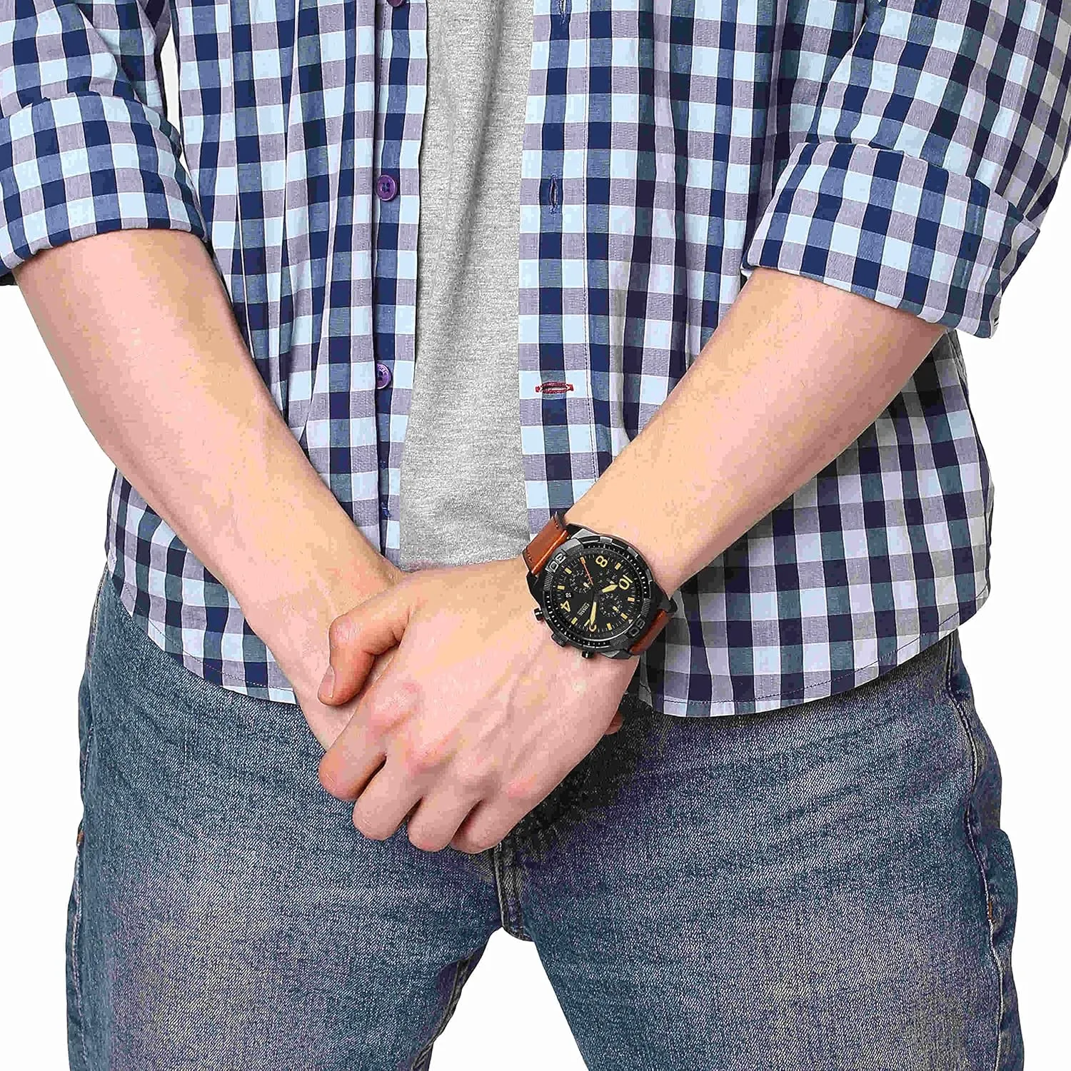 Quartz integral contemplate Stainless Steel Chronograph Watch Fossil Men's Bronson 