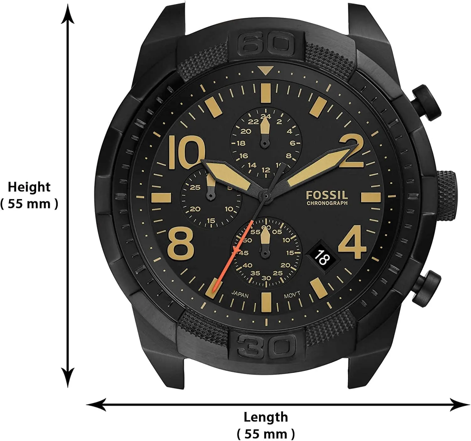 Quartz integral contemplate Stainless Steel Chronograph Watch Fossil Men's Bronson 