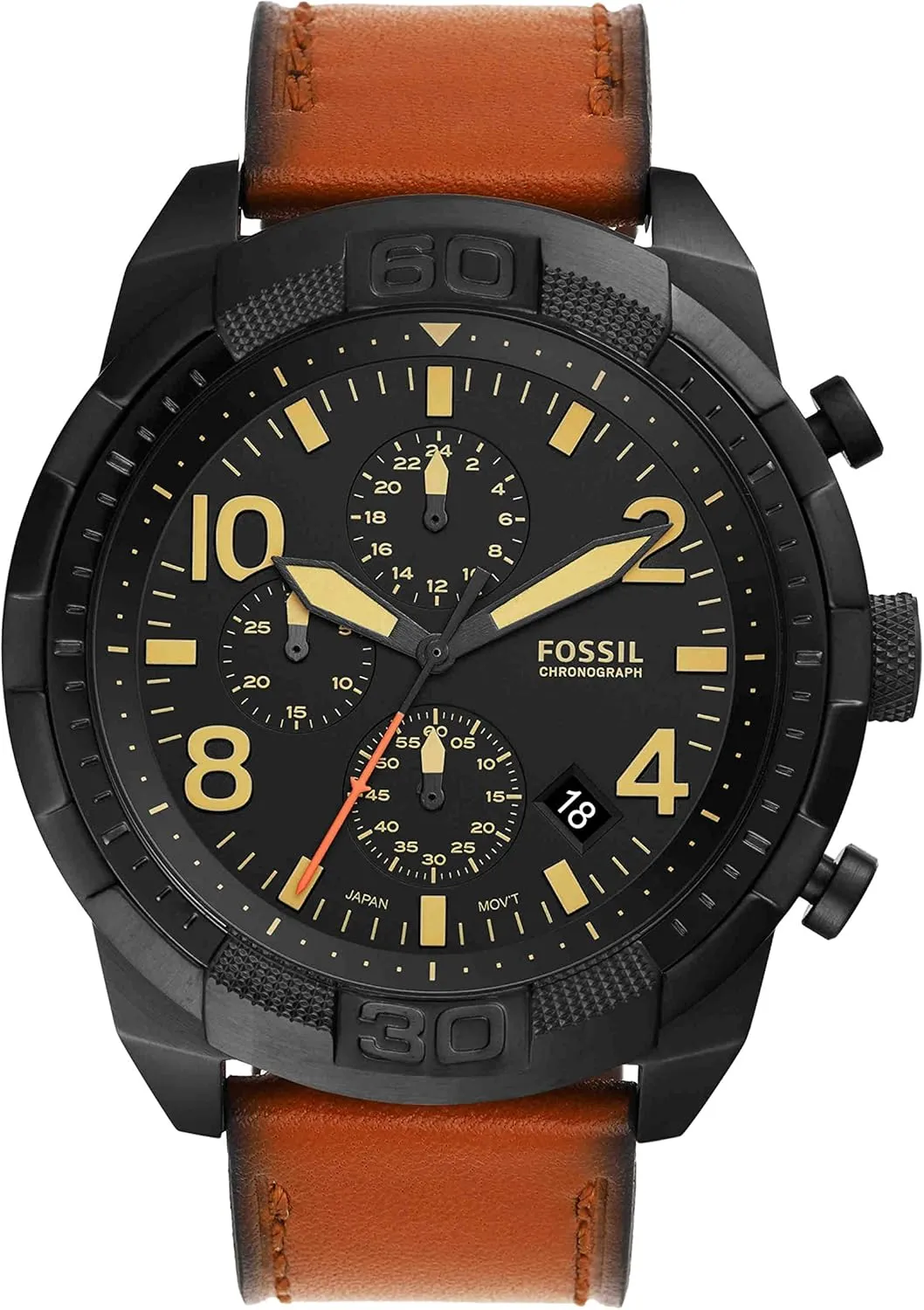 Quartz integral contemplate Stainless Steel Chronograph Watch Fossil Men's Bronson 