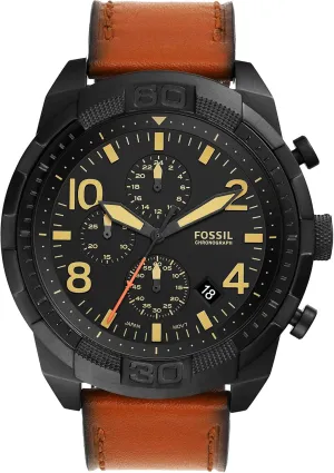 Quartz integral contemplate Stainless Steel Chronograph Watch Fossil Men's Bronson 