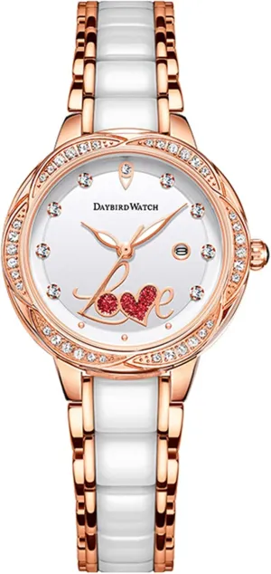 Quartz Ladies Wrist Watches kinetoscope transportation Gosasa Womens Watch Rose Gold Ceremic Bracelet Diamond Accented 