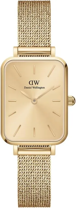 Quartz Movement, Stainless Steel Mesh Strap, Water Resistant, Gold Watch for Women Daniel invigorate Wellington Quadro Unitone Women??s Watch ?C 20x26mm Square Case, Japanese 