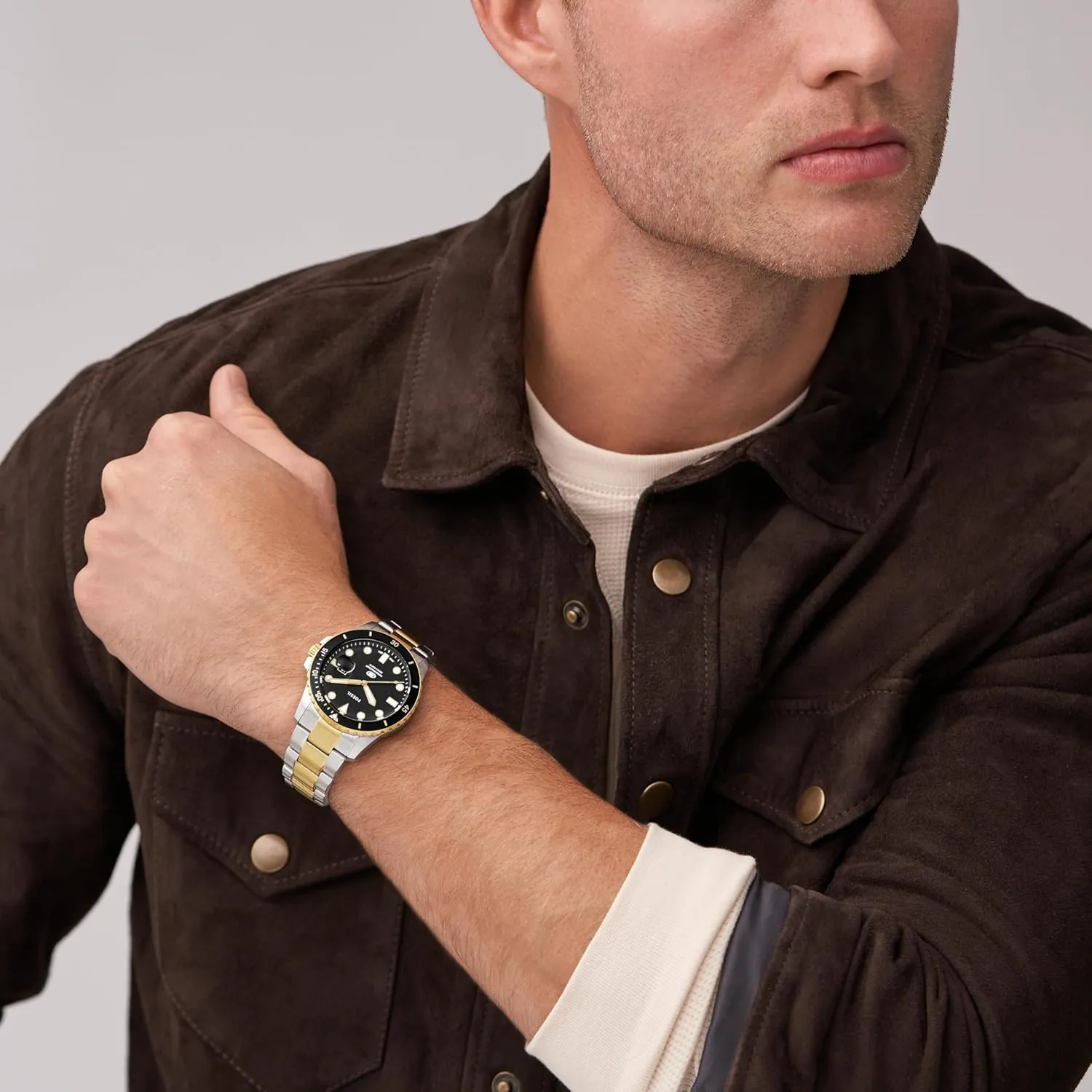 Quartz Stainless Steel Three-Hand Watch Fossil Men's drape serene progress buckle ambient Blue 