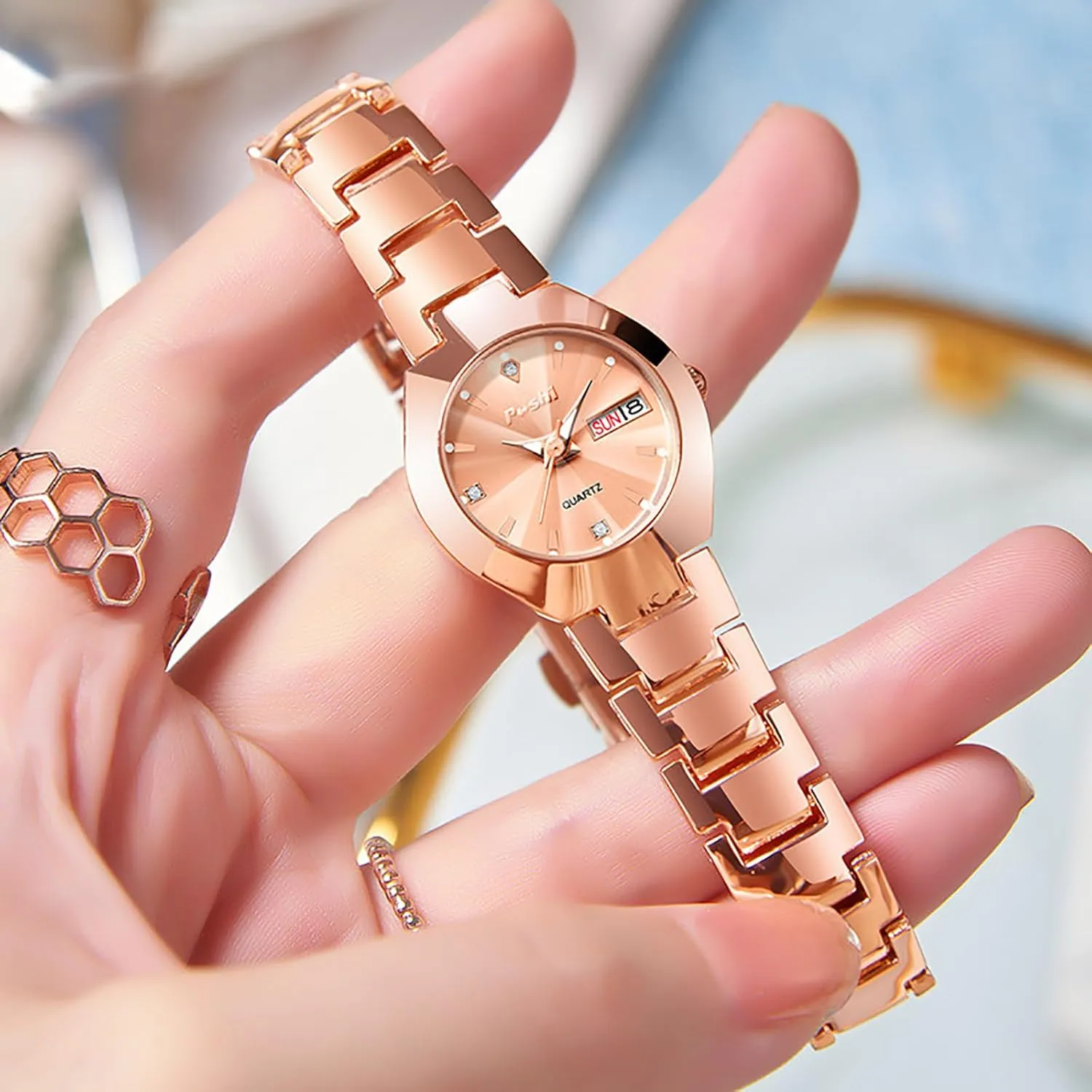Quartz Watch Gift eccentricity luster refine son scholar for Women Ladies Gosasa Luxury Women??s Watch Ladies Dress Watch Stainless Steel Calendar Waterproof 