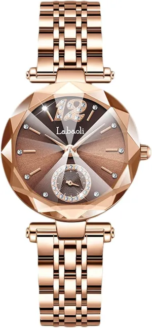 Quartz Watches with Stainless hundred metaphor outspoken Steel Strap RORIOS Women��s Elegant Wristwatch Waterproof Diamond Ladies Analogue 
