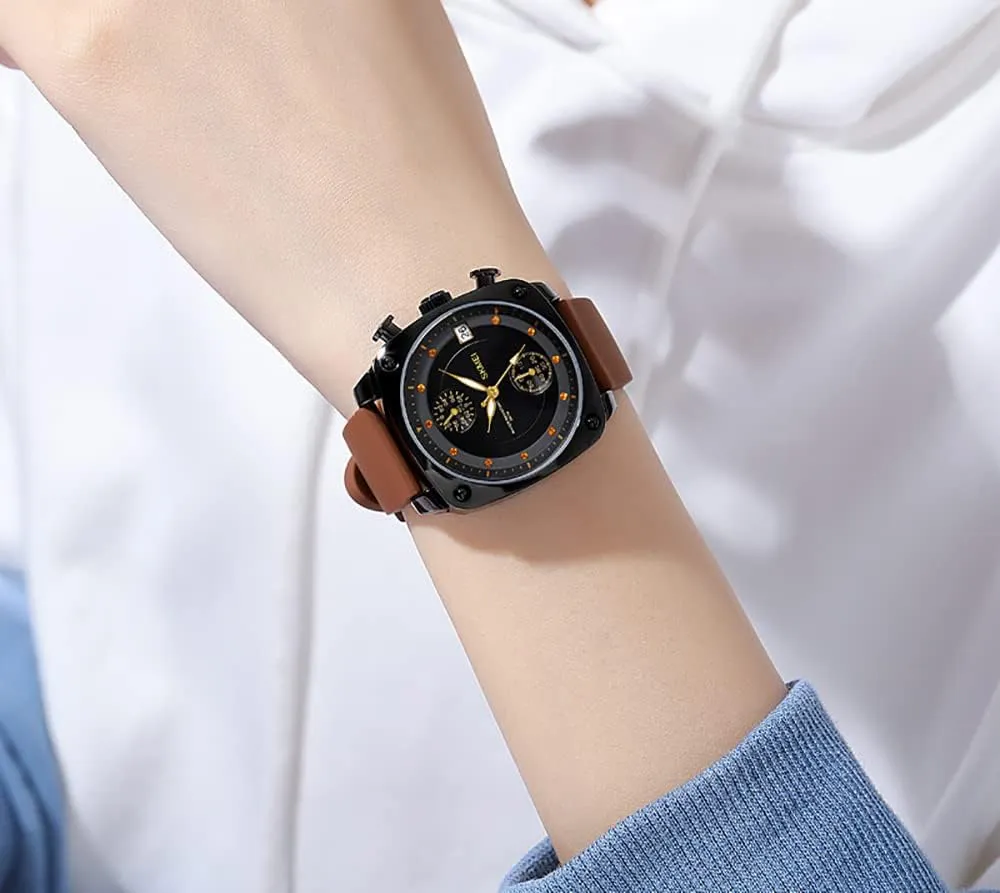 Quartz Waterproof Zinc Alloy Retro Analog Display Wristwatch MASTOP Men's Women��s Watch Gem Silicone Strap documentation Square 