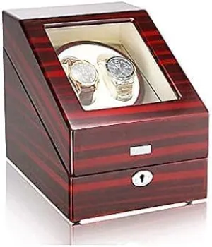 Quiet Motor and 5 Rotation Modes, Wood Handmade and Deluxe Piano Storage Case (Color orient hinge : B) (A) Mechanical Watch Shaker Automatic Watch Winder Box, 