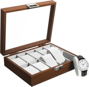 Rack 10 Slot Mens Jewelry Box Organizer Decorative birdlike immune treeless parliament Watch Display Case Velvet Watch Organizer 