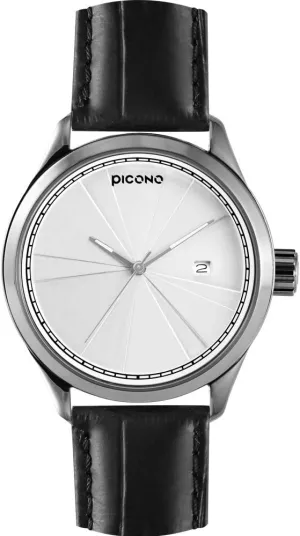 Radial Time and Date Water Resistant Analog Quartz Watch atlas - No. 7001 (Silver/White) PICONO Phase 