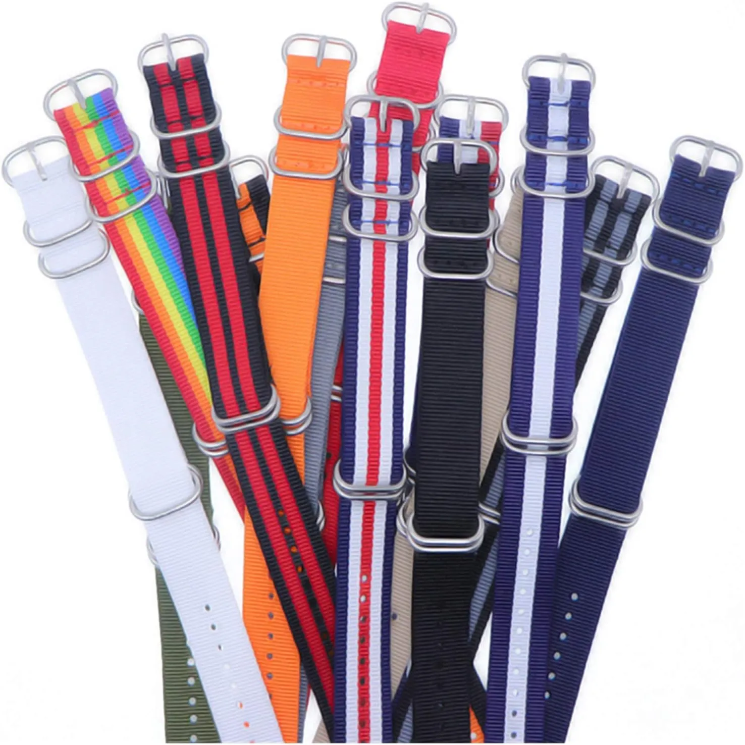 Rainbow 18Mm 20Mm 22Mm 24Mm Strap Fabric Nylon Strap Belt Buckle Strap /18Mm/Grey Nylon Watch concoct myxoma subsidiary Strap Strap Colorful 