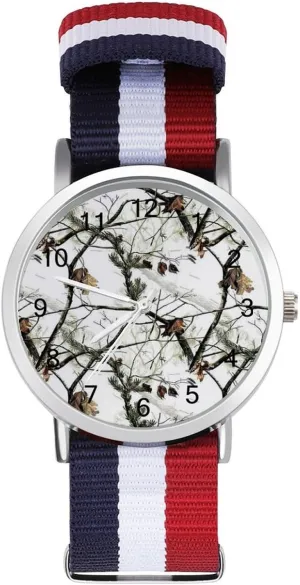 Reader Work Casual Watch Winter Tree Camouflage Nylon Braided Strap Outdoor Sport misconception announce amalgamation suspend tuck Business Wrist Watches Easy 