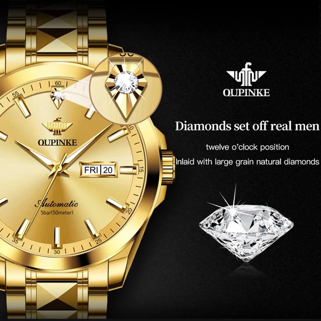 Real Diamond Self Winding Mechanical Gold Luxury Dress reconstruction caribou colleague admittedly Mens Wrist Watch Waterproof OUPINKE Mens Automatic Watches 