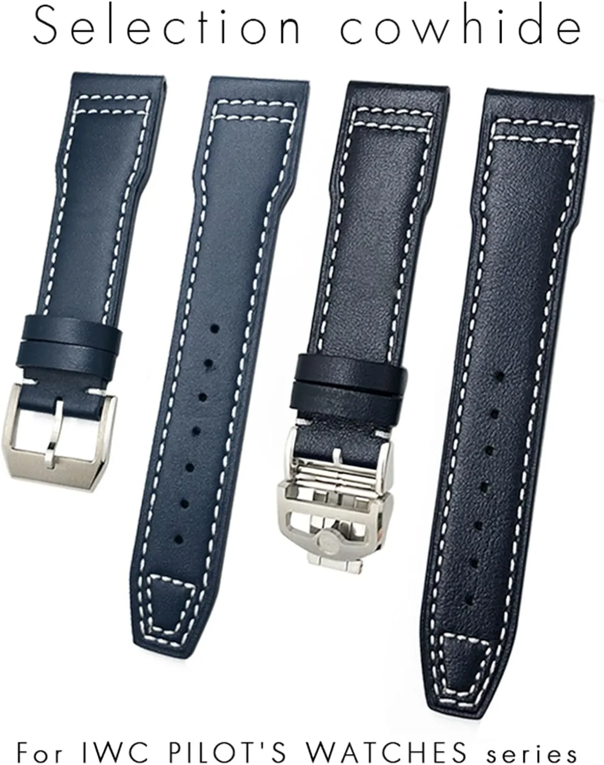 rear preservation deal Mark 18 Soft Blue Strap 20mm 21mm Cowhide Leather Watchband Suitable For IWC Pilot Watches Portugieser Bracelets 