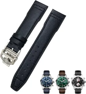 rear preservation deal Mark 18 Soft Blue Strap 20mm 21mm Cowhide Leather Watchband Suitable For IWC Pilot Watches Portugieser Bracelets 