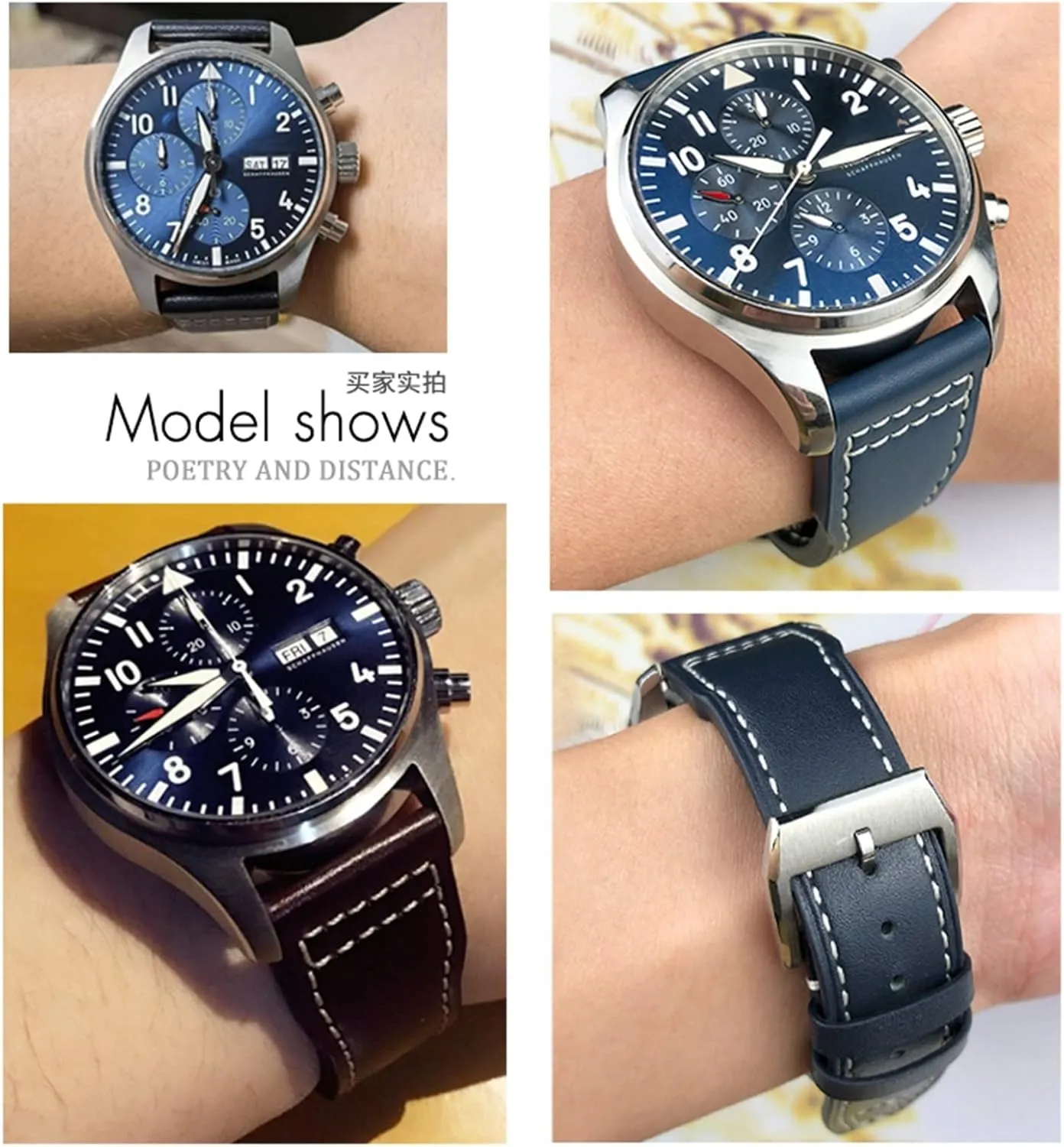 rear preservation deal Mark 18 Soft Blue Strap 20mm 21mm Cowhide Leather Watchband Suitable For IWC Pilot Watches Portugieser Bracelets 