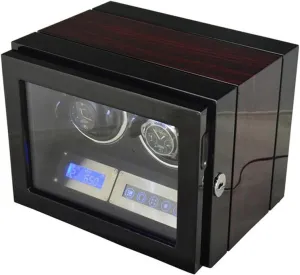 recital sonar Display Quiet Motor for Men and Women Watch,B Double Watch Winder for 2 Watches Pu Leather Self-Winding Mechanical Watch Box Watch Rotator with 5 Tpd Modes LCD 