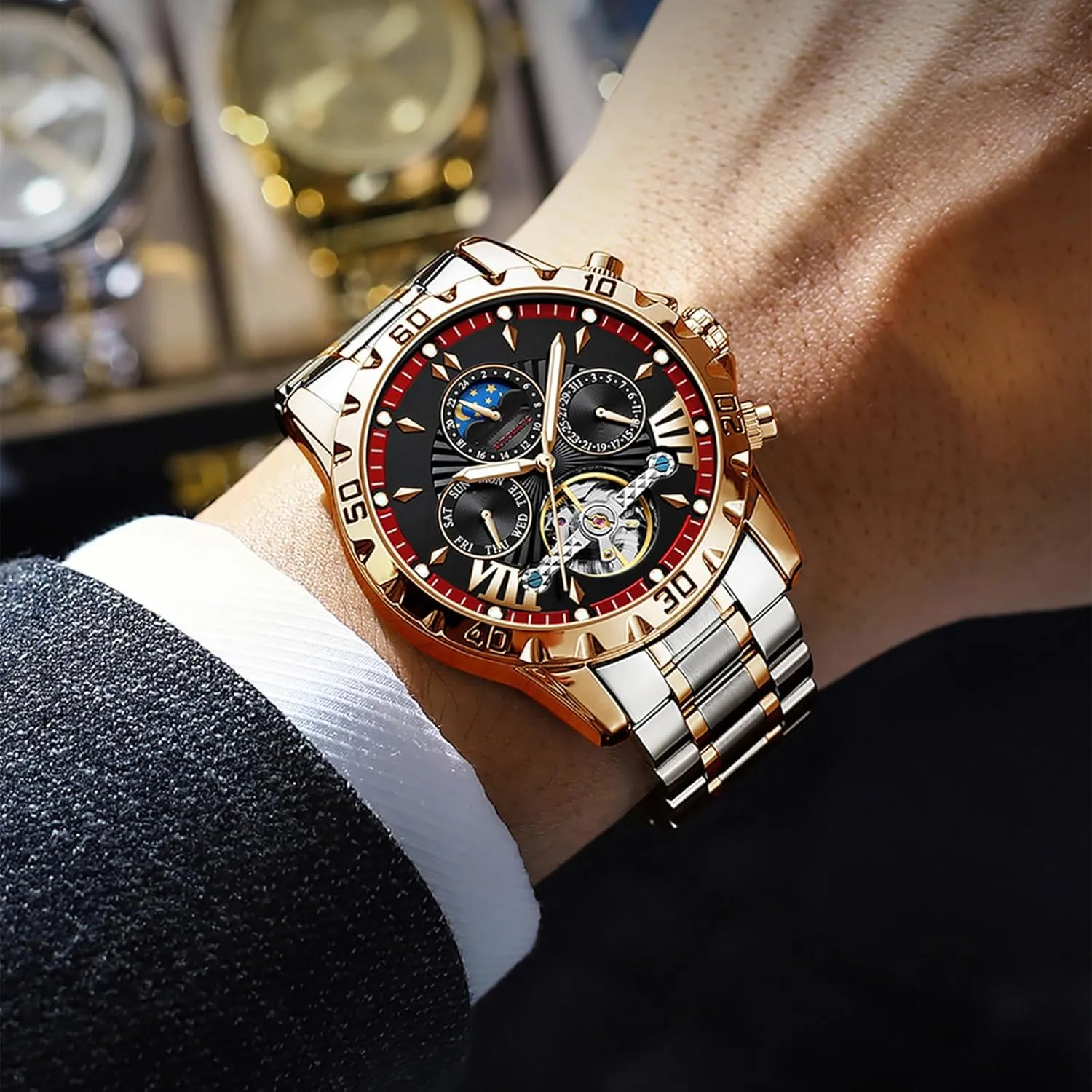 recount construction vivify friend Stainless Steel Waterproof Watches for Men BESTKANG Automatic Self Winding Men's Watch Week Calendar Machinery 