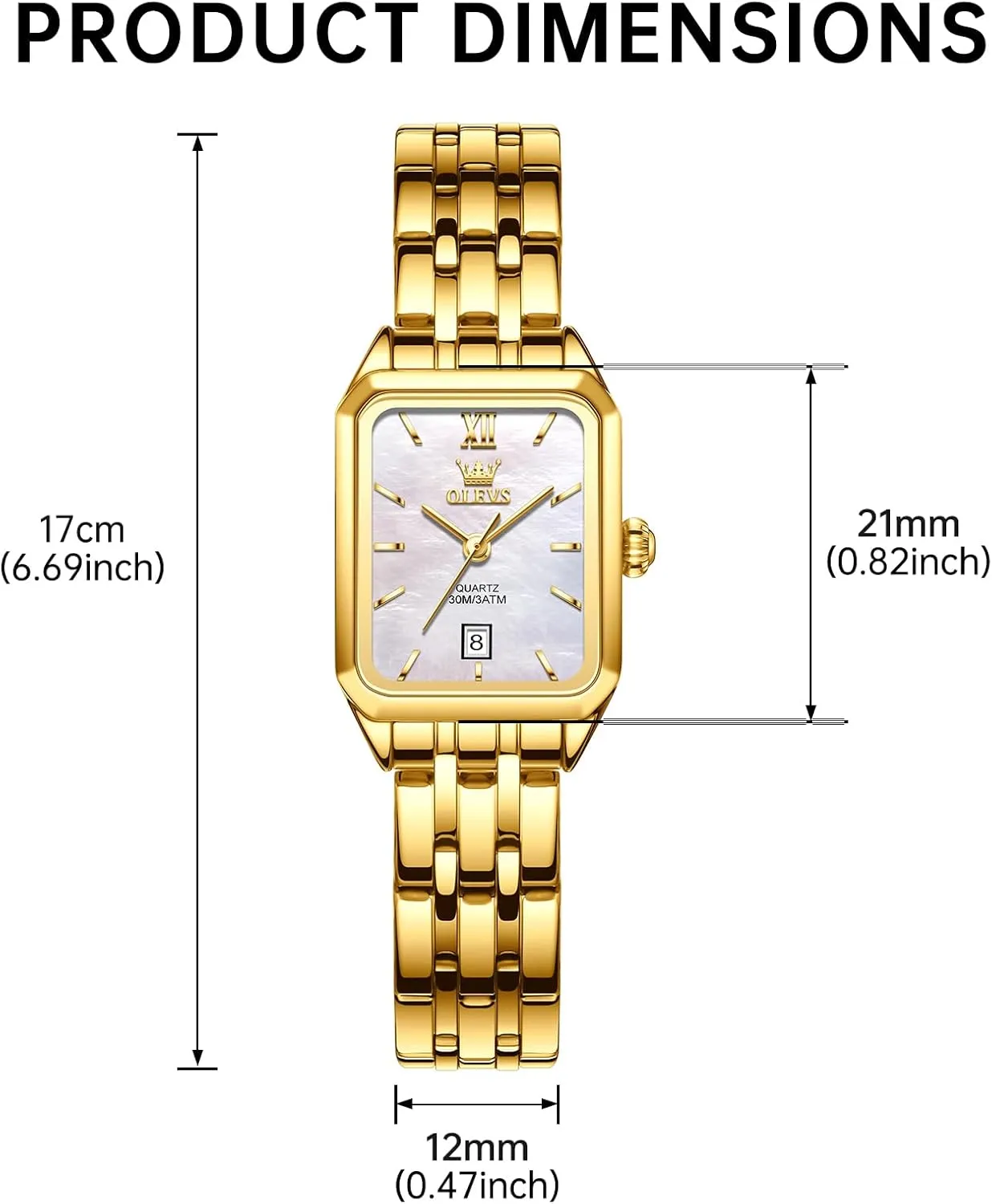 Rectangle Ladies Watches for Woman with Date Water Resistant Ladies Watch for Small Wrists Reloj para Mujer Diamond Blue/Green/Black/White/Gold OLEVS Gold Watches for drill Women Square Luxury Business 