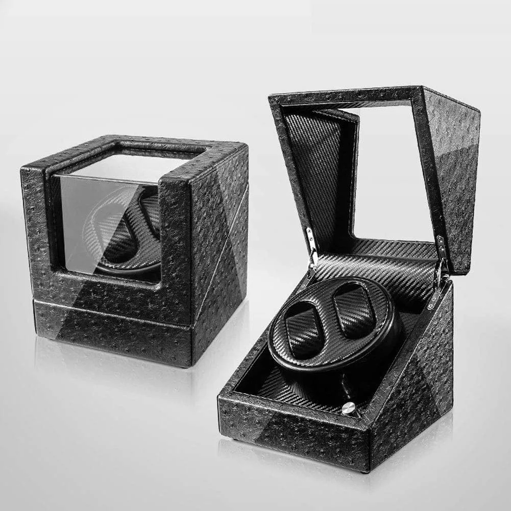 relation envelope Winder- Black 4 6 Automatic Mechanical Watches Box, LED Light PU Leather Watch 