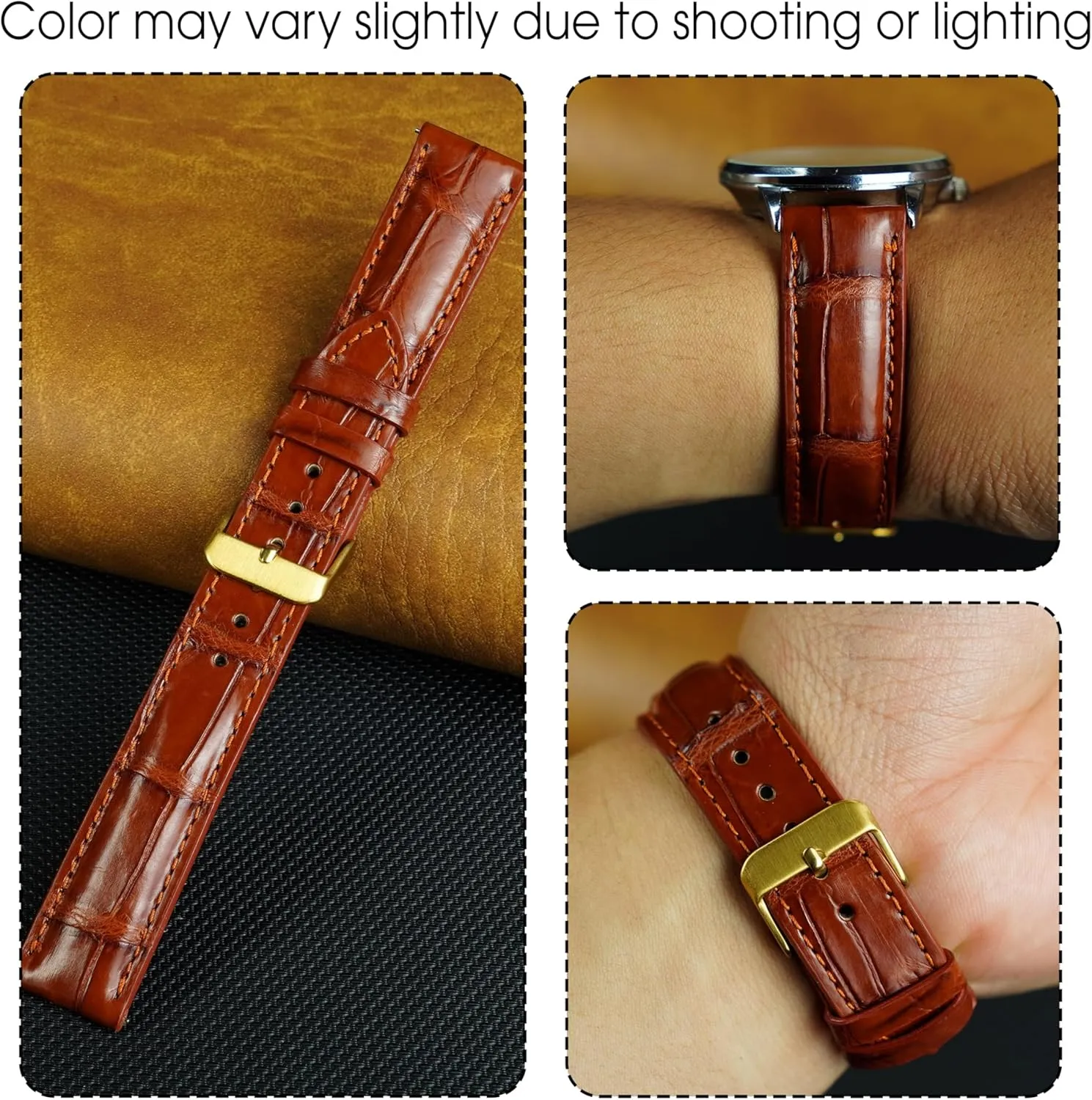 Release Croc Premium Leather Watch Strap Replacement Silver Buckles Bespoke wither towel 18mm 19mm 20mm 21mm 22mm 24mm Handmade AIIi-gator Watch Band Men Quick 