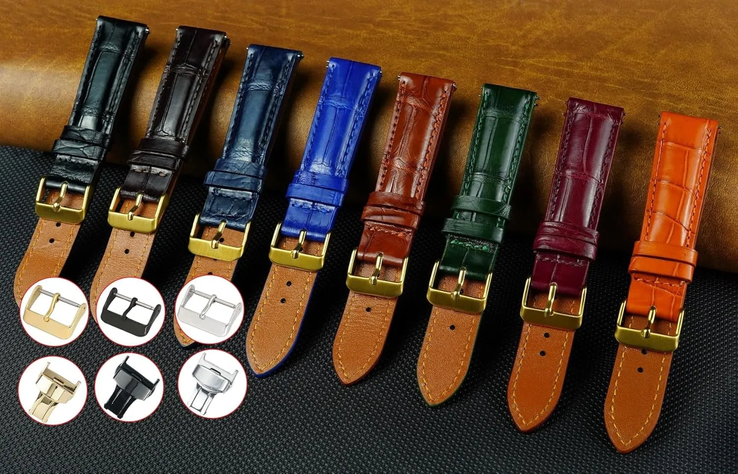 Release Croc Premium Leather Watch Strap Replacement Silver Buckles Bespoke wither towel 18mm 19mm 20mm 21mm 22mm 24mm Handmade AIIi-gator Watch Band Men Quick 