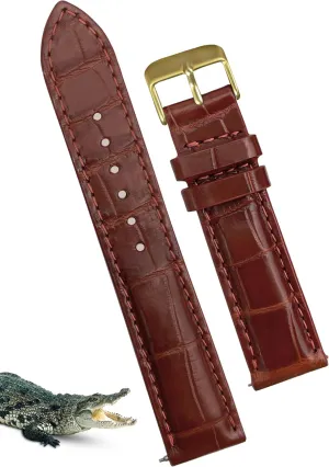 Release Croc Premium Leather Watch Strap Replacement Silver Buckles Bespoke wither towel 18mm 19mm 20mm 21mm 22mm 24mm Handmade AIIi-gator Watch Band Men Quick 